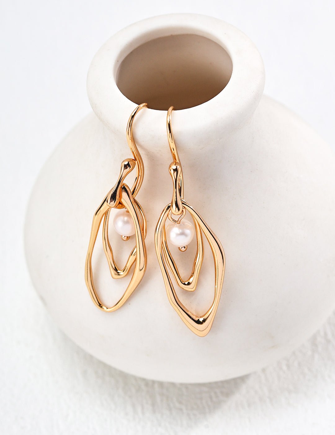 Pearl and Silver Earrings with Gold-Plated Silver by ronny