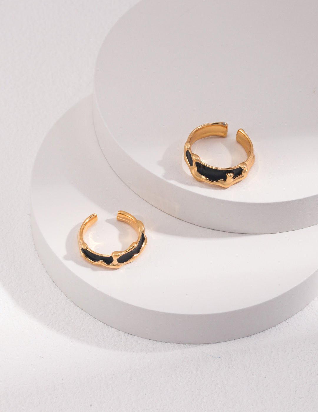 Drip Glaze Couple Rings with Gold-Plated Silver by ronny