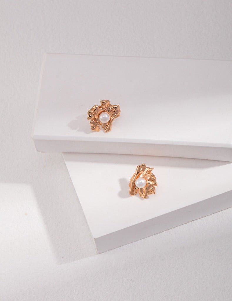 Natural Earrings on Gold - Plated Silver by ronny