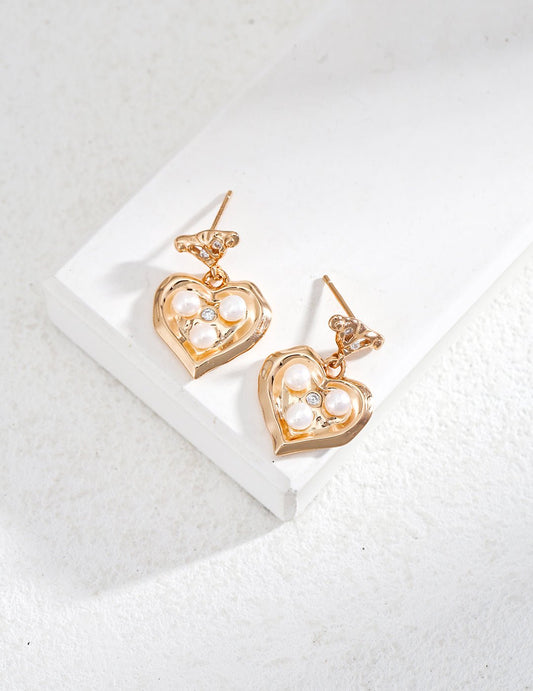 Gold - Plated Silver Earrings with Natural Pearl by ronny