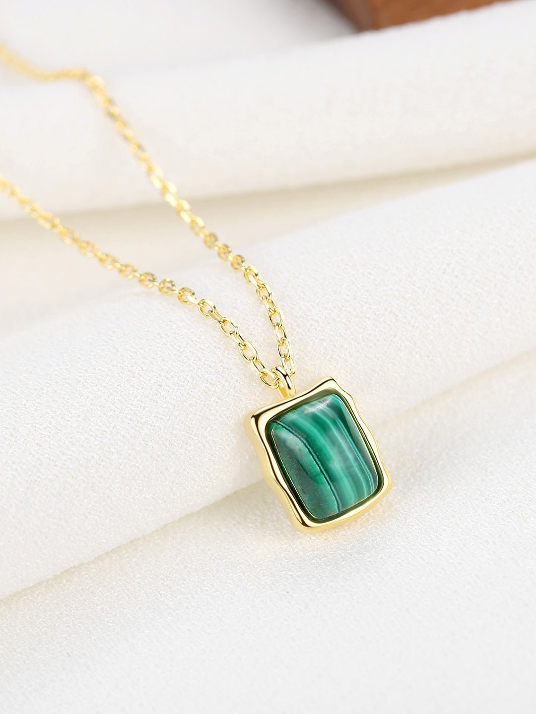 Malachite Necklace with Gold - Plated Silver by ronny