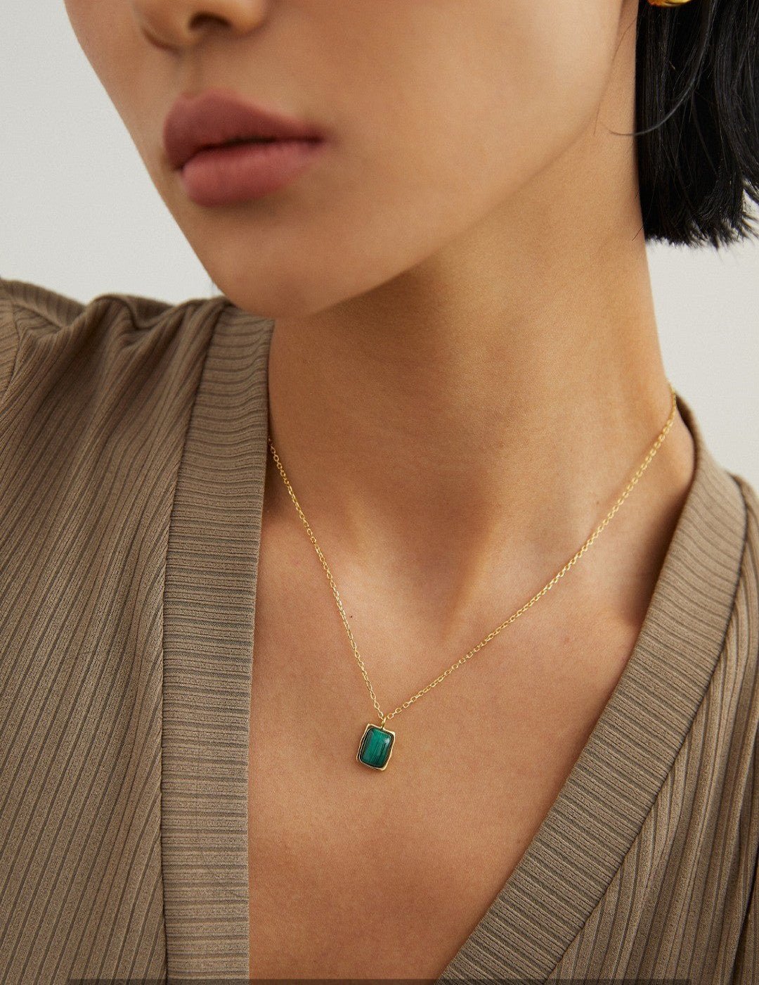 Malachite Necklace with Gold - Plated Silver by ronny