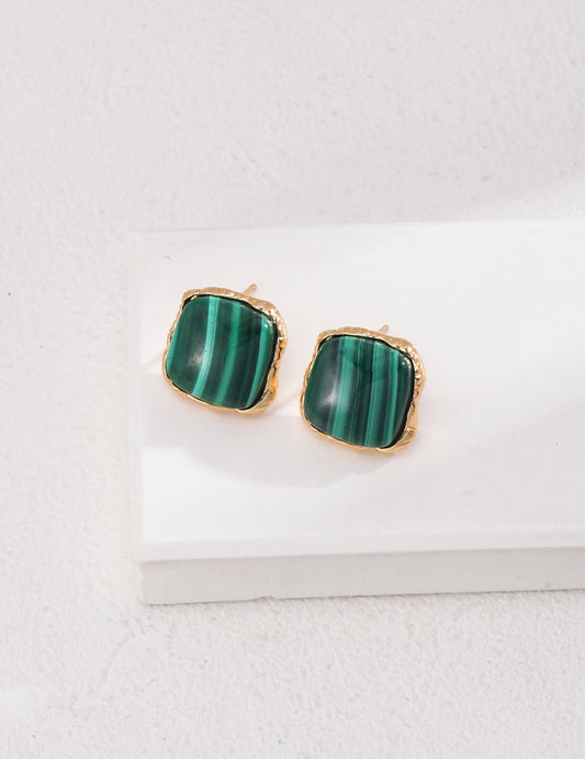 Malachite Studs with Gold - Plated Silver by ronny