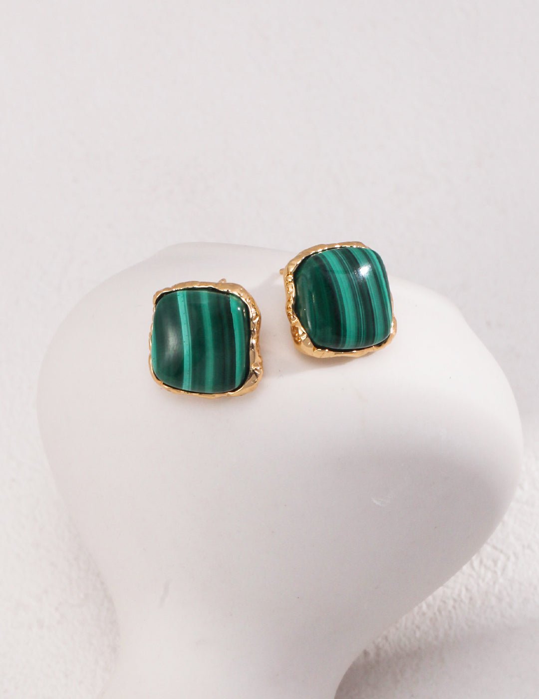 Malachite Studs with Gold - Plated Silver by ronny