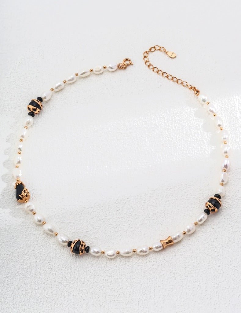 Pearl Agate Necklace with Gold - Plated Silver by ronny