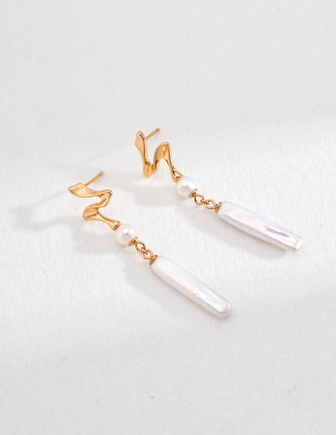 Natural Pearls Earrings with Gold - Plated Silver by ronny