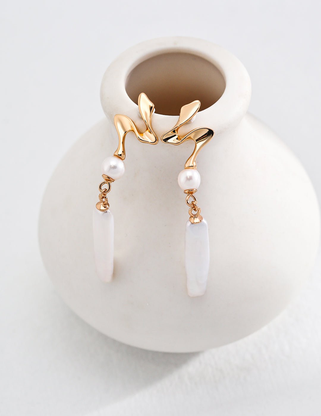 Natural Pearls Earrings with Gold - Plated Silver by ronny