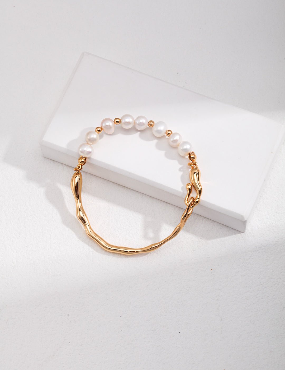 Natural Pearl & Gold-Plated Silver Bangle by ronny