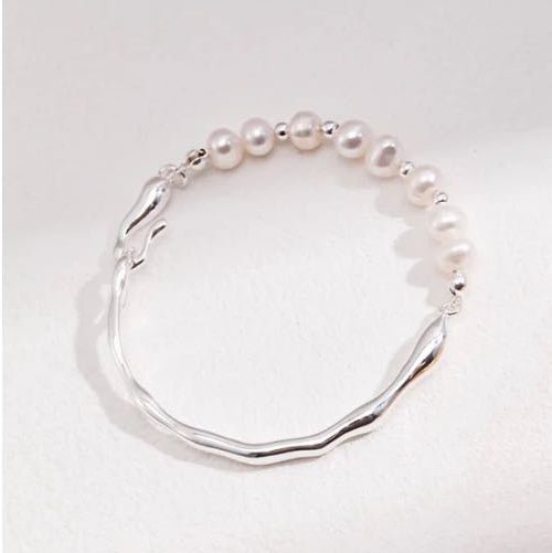 Natural Pearl & Pure Silver Bangle by ronny