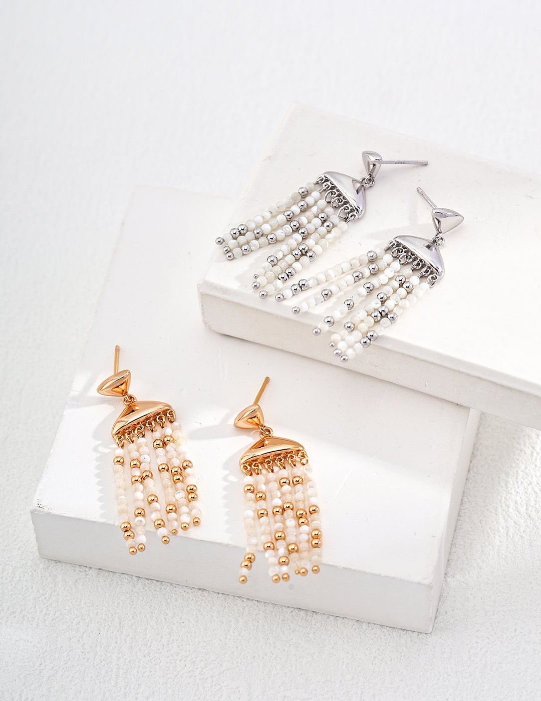 Silver Shell Earrings with Gold - Plated Silver by ronny