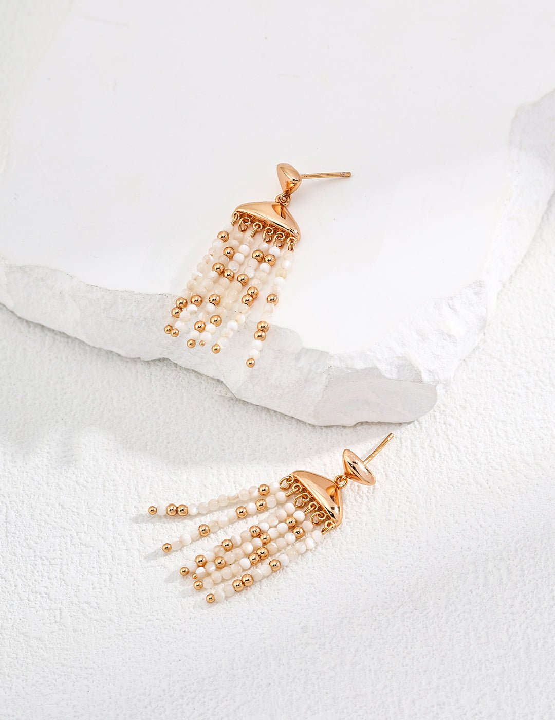 Silver Shell Earrings with Gold - Plated Silver by ronny