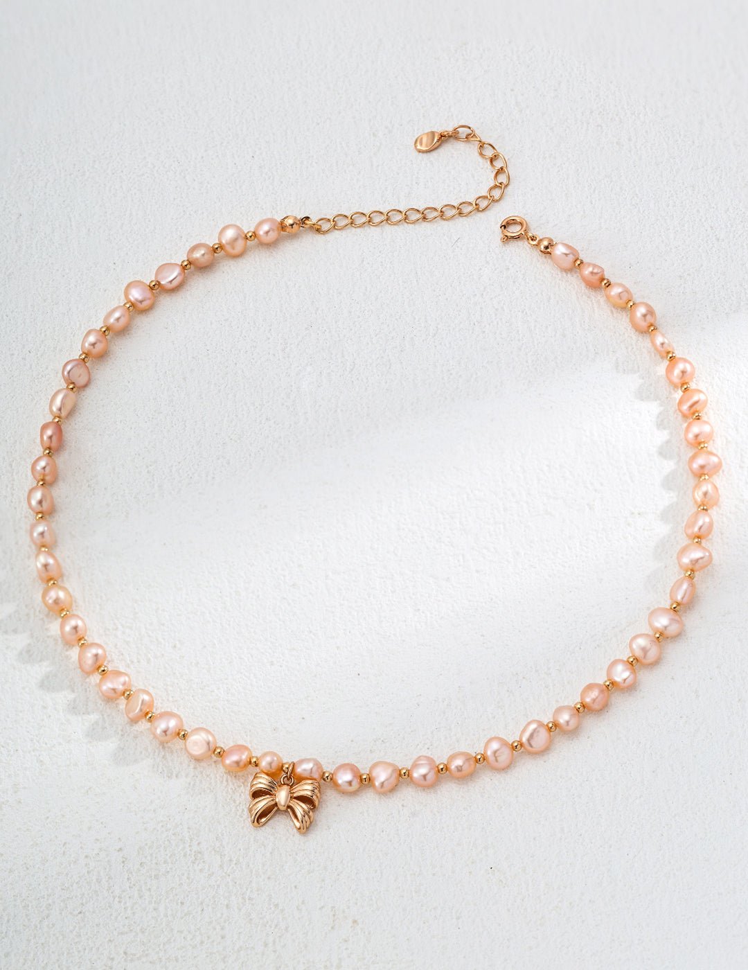 Natural Pink Pearl Necklace  on Gold - Plated Silver by ronny