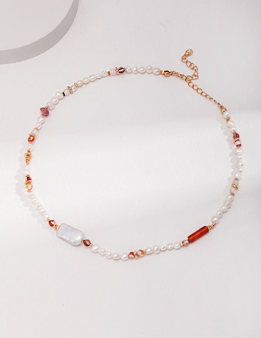 Quartzite Jade and Pearl Necklace with Gold - Plated Silver by ronny