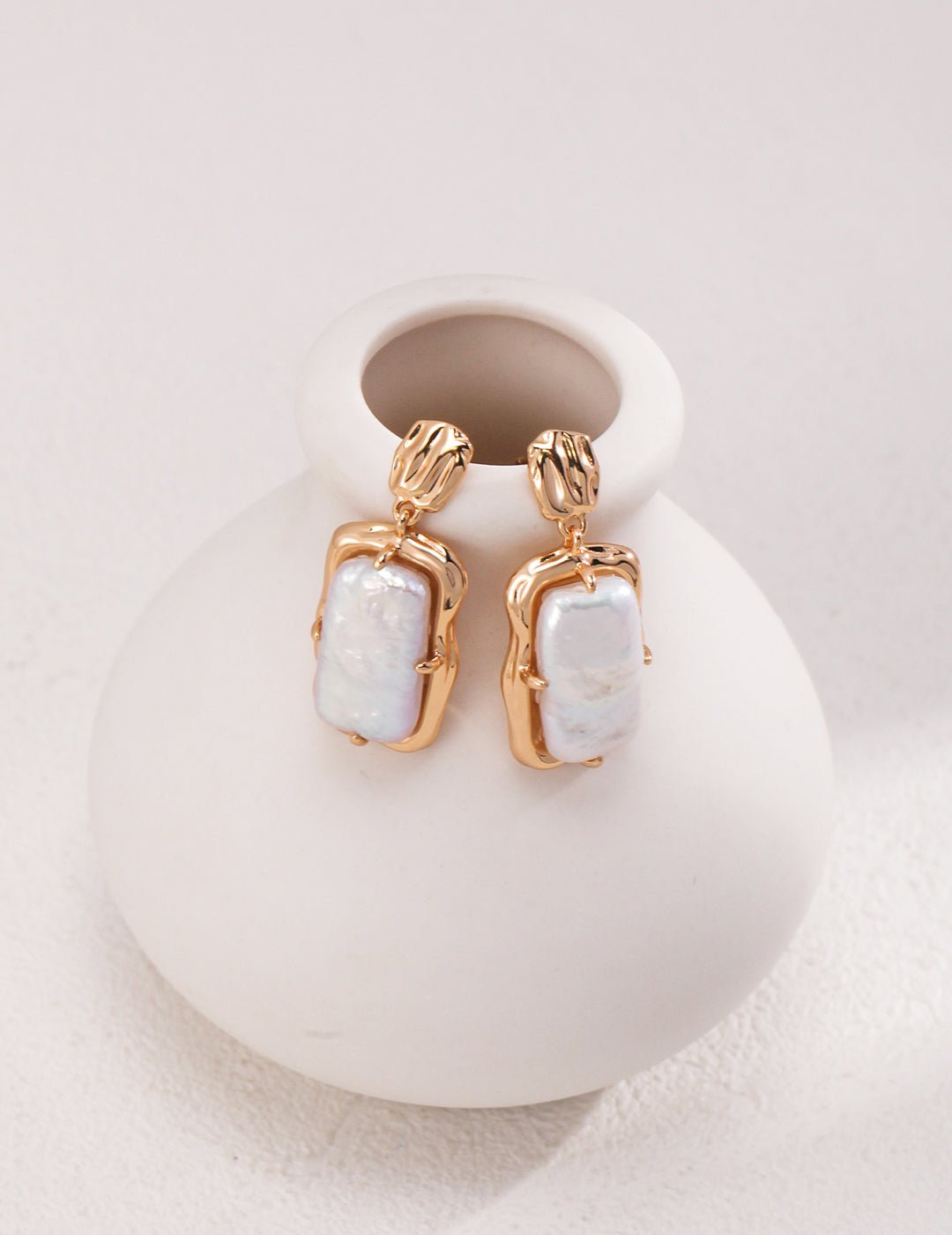 Natural Pearl Earrings with Gold - Plated Silver by ronny