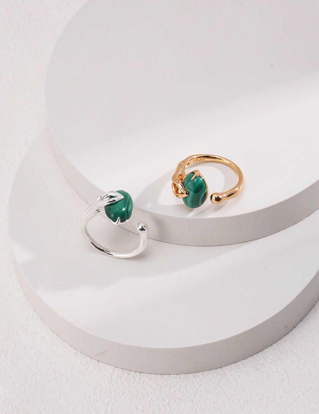 Malachite Ring on Gold - Plated Silver by ronny