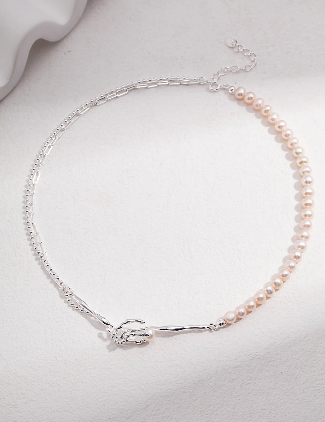 Natural Pearl and Pure Silver Necklace  by ronny