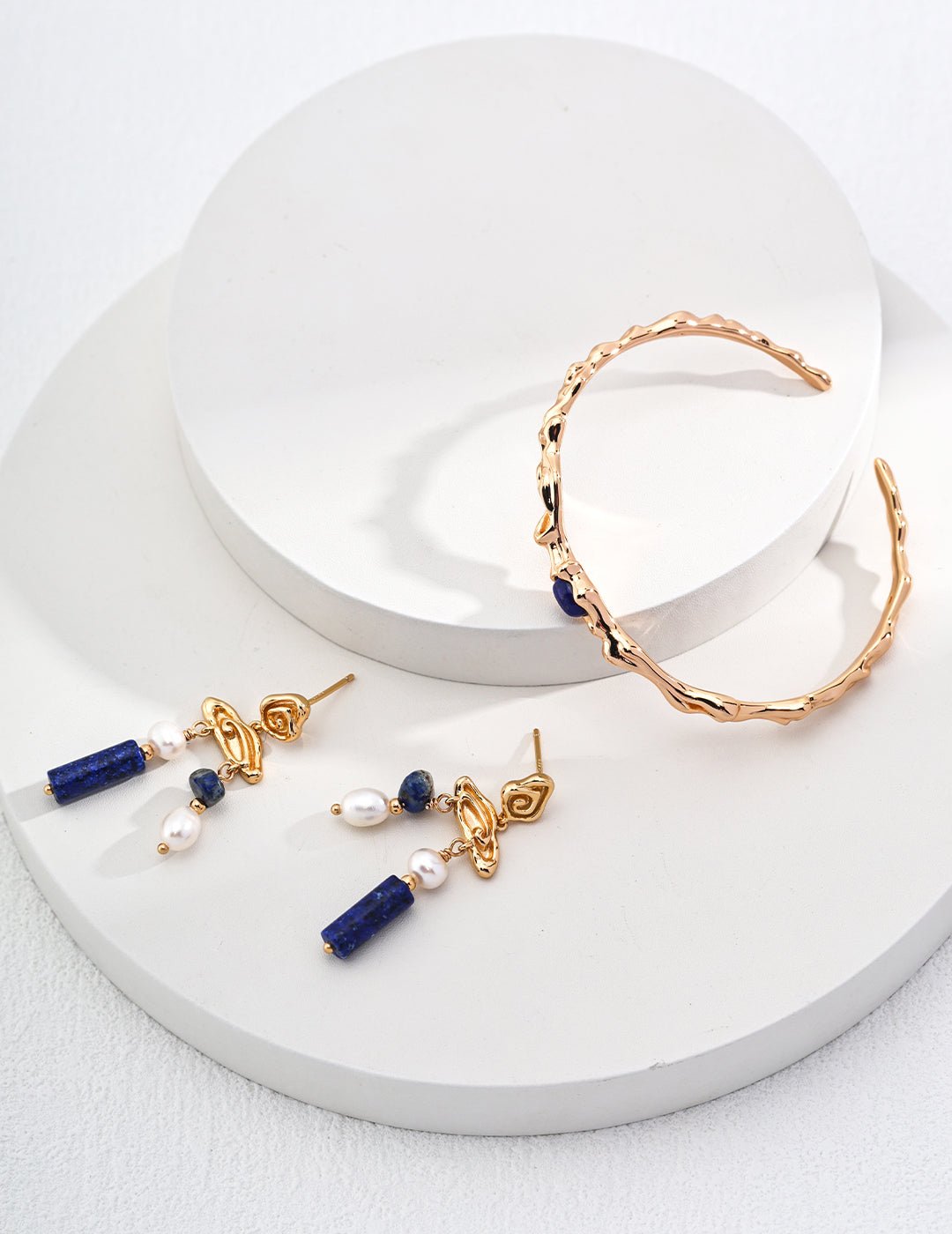 Gold-Plated Silver Bracelet with Lapis Lazuli and matching Earrings by ronny