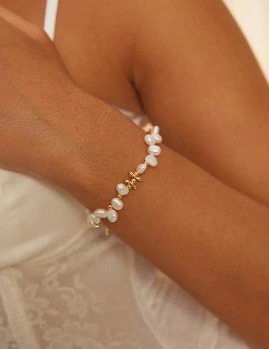 Natural Pearls Bracelet with Gold - Plated Silver by ronny