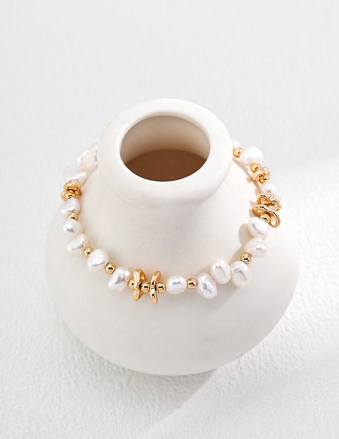 Natural Pearls Bracelet with Gold - Plated Silver by ronny