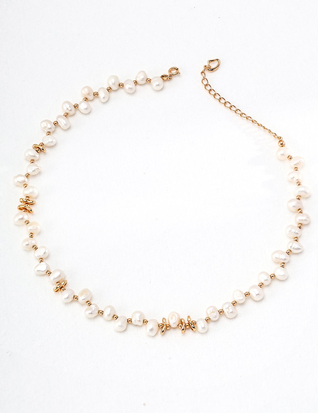 Pearl Necklace on Gold - Plated Silver by ronny