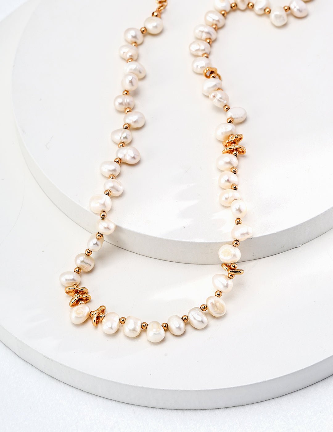 Pearl Necklace on Gold - Plated Silver by ronny