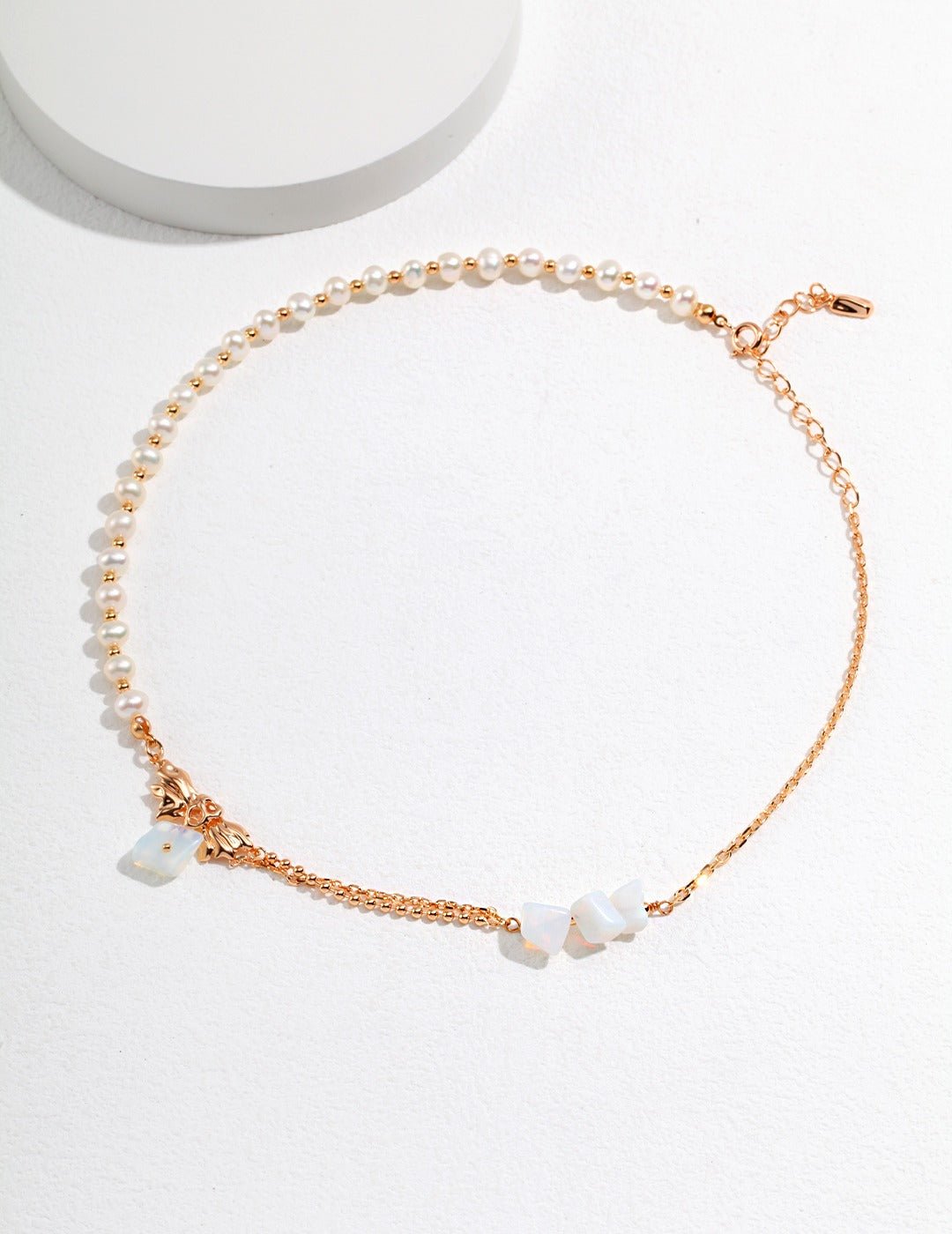 Natural Pearl and Opal Necklace with Gold-Plated Silver by ronny