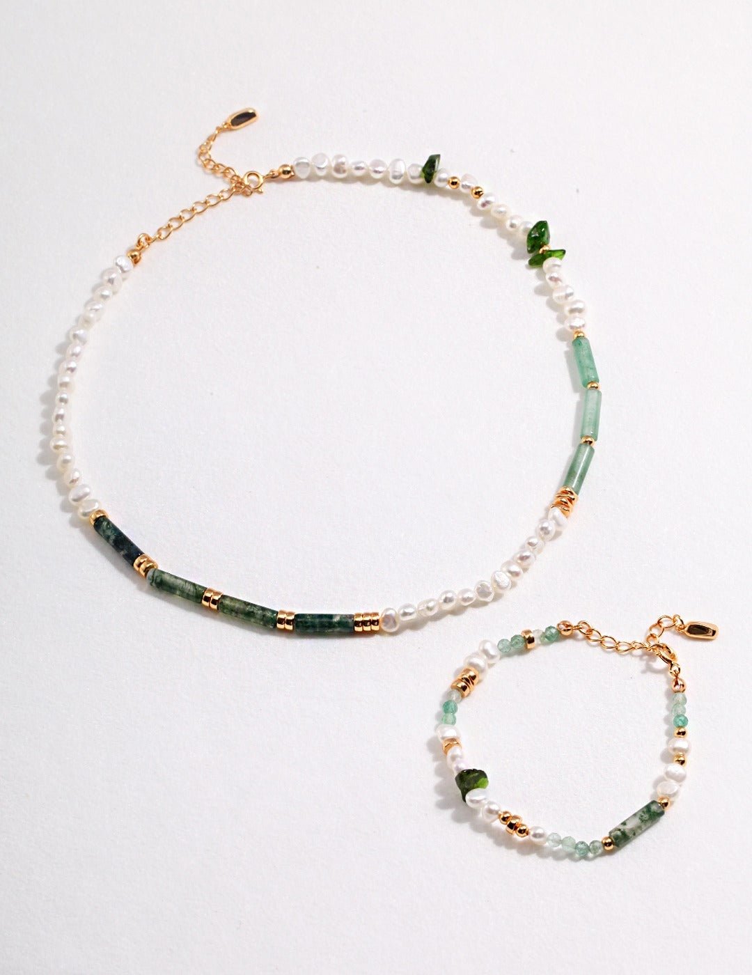 Stones & Pearl Set - Agate, Jade, Pearl, and Gold - Plated Silver Accents - 30% Off ronny