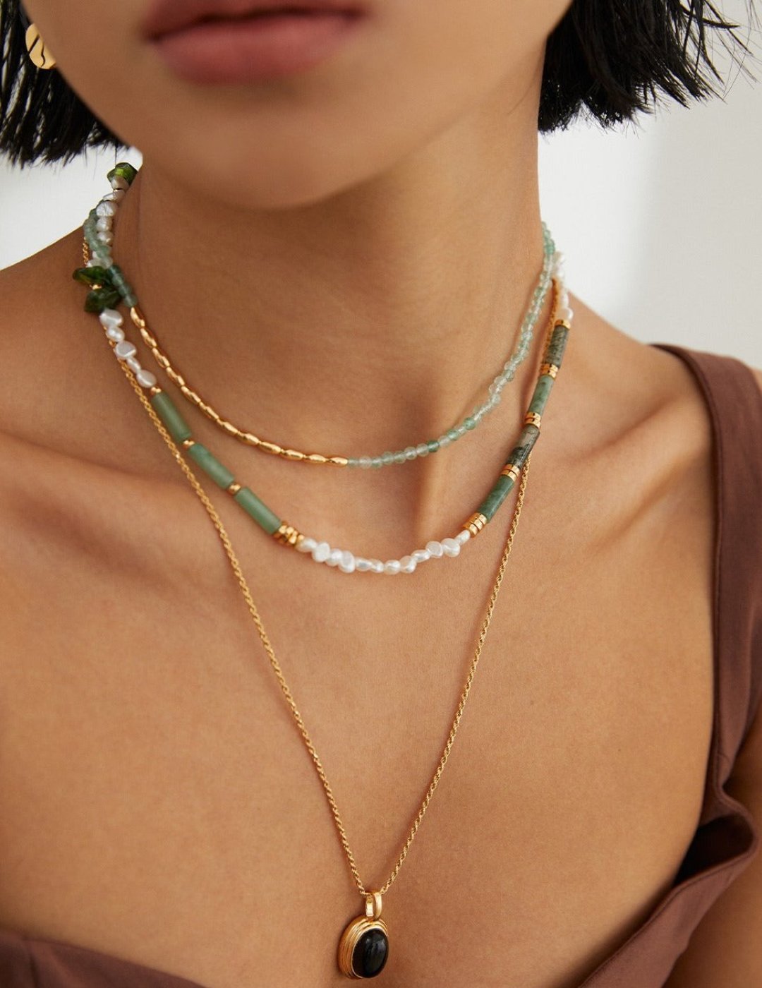 Stones & Pearl Set - Agate, Jade, Pearl, and Gold - Plated Silver Accents - 30% Off ronny