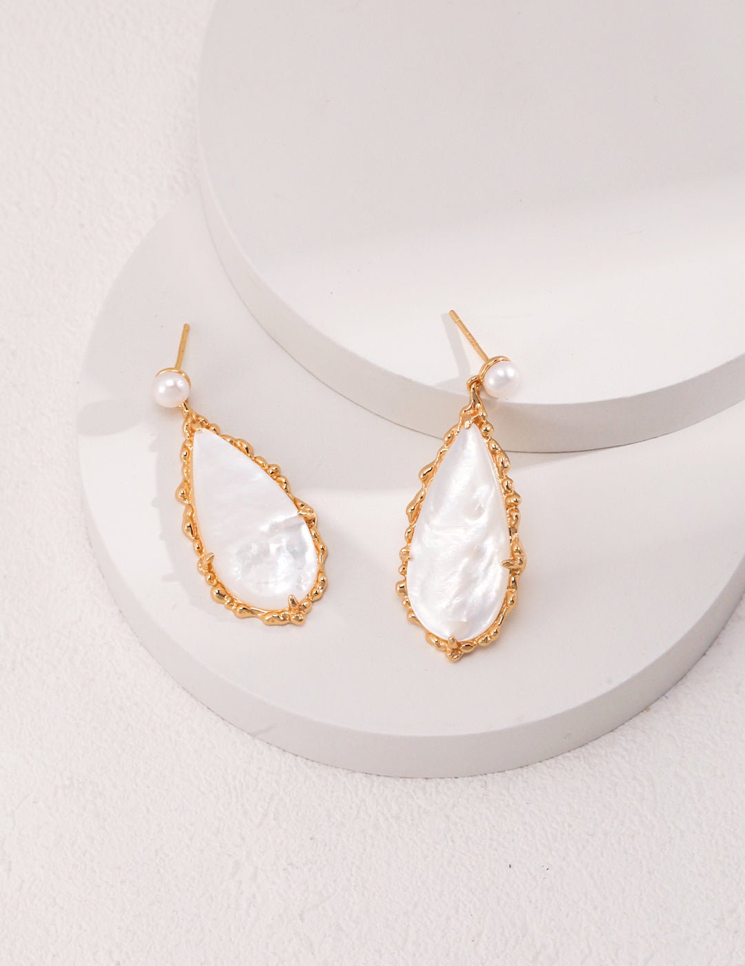 Pearl and Trochid Shell Earrings with Gold - Plated by ronny