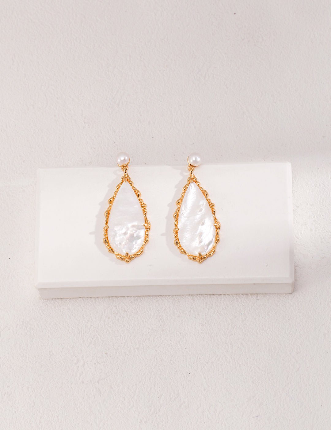 Pearl and Trochid Shell Earrings with Gold - Plated by ronny