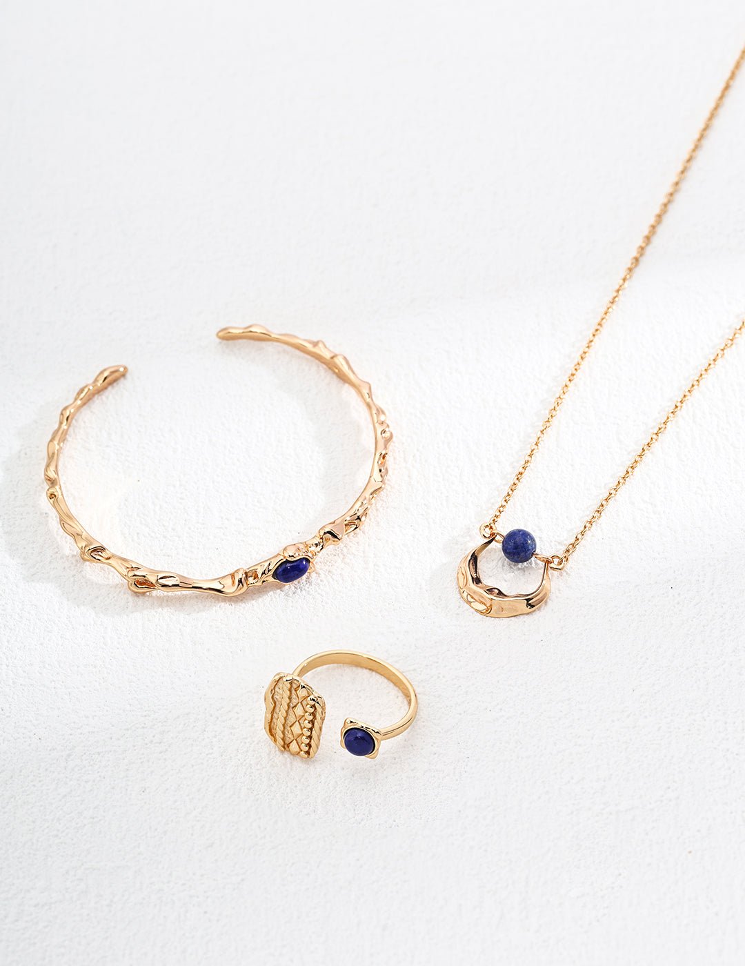 Lapis Lazuli Necklace with matching Bangle and Ring on Gold-Plated Silver by ronny 