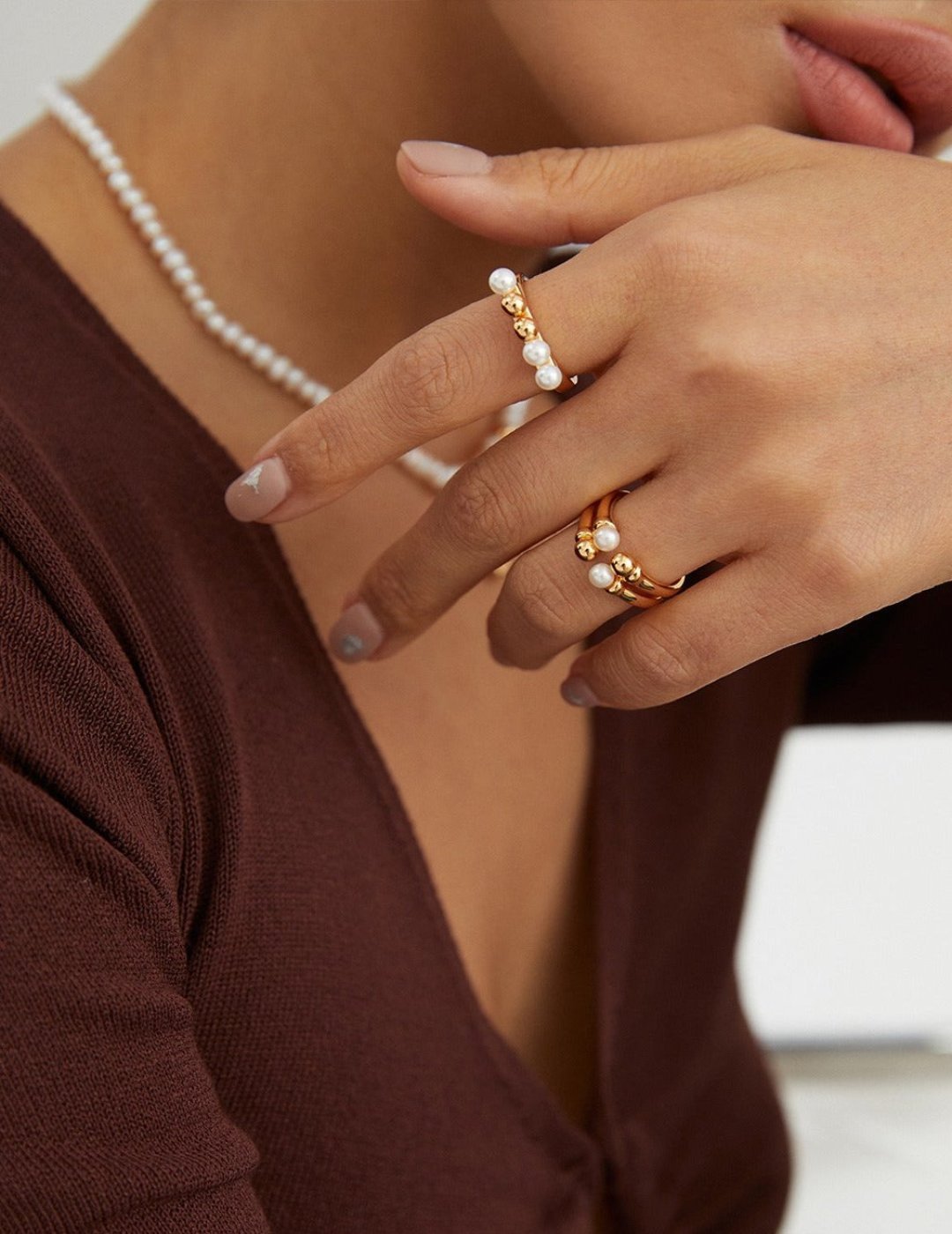 Natural Pearl Rings on Gold-Plated Silver by ronny