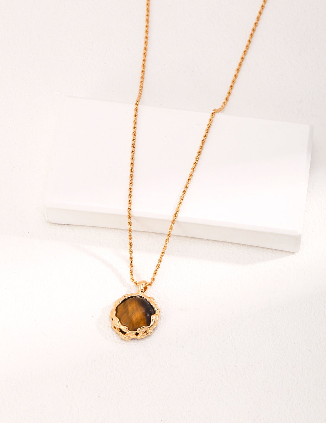 Tiger Eye Necklace with Gold - Plated Silver by ronny