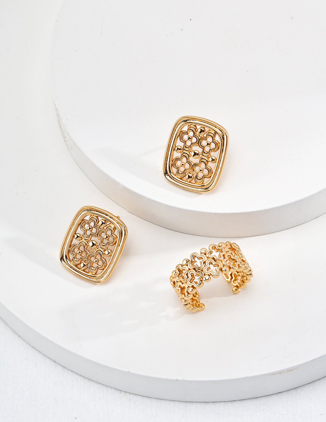 Gold - Plated Silver Studs and Ring by ronny