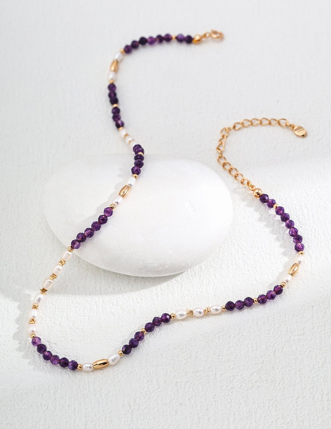 Pearl and Amethyst Necklace with Gold - Plated Silver by ronny