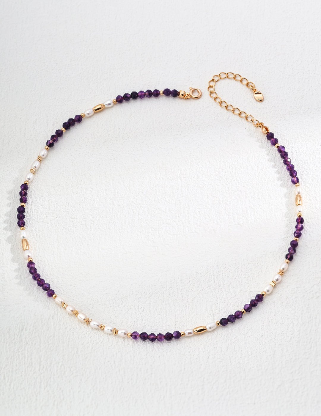 Pearl and Amethyst Necklace with Gold - Plated Silver by ronny