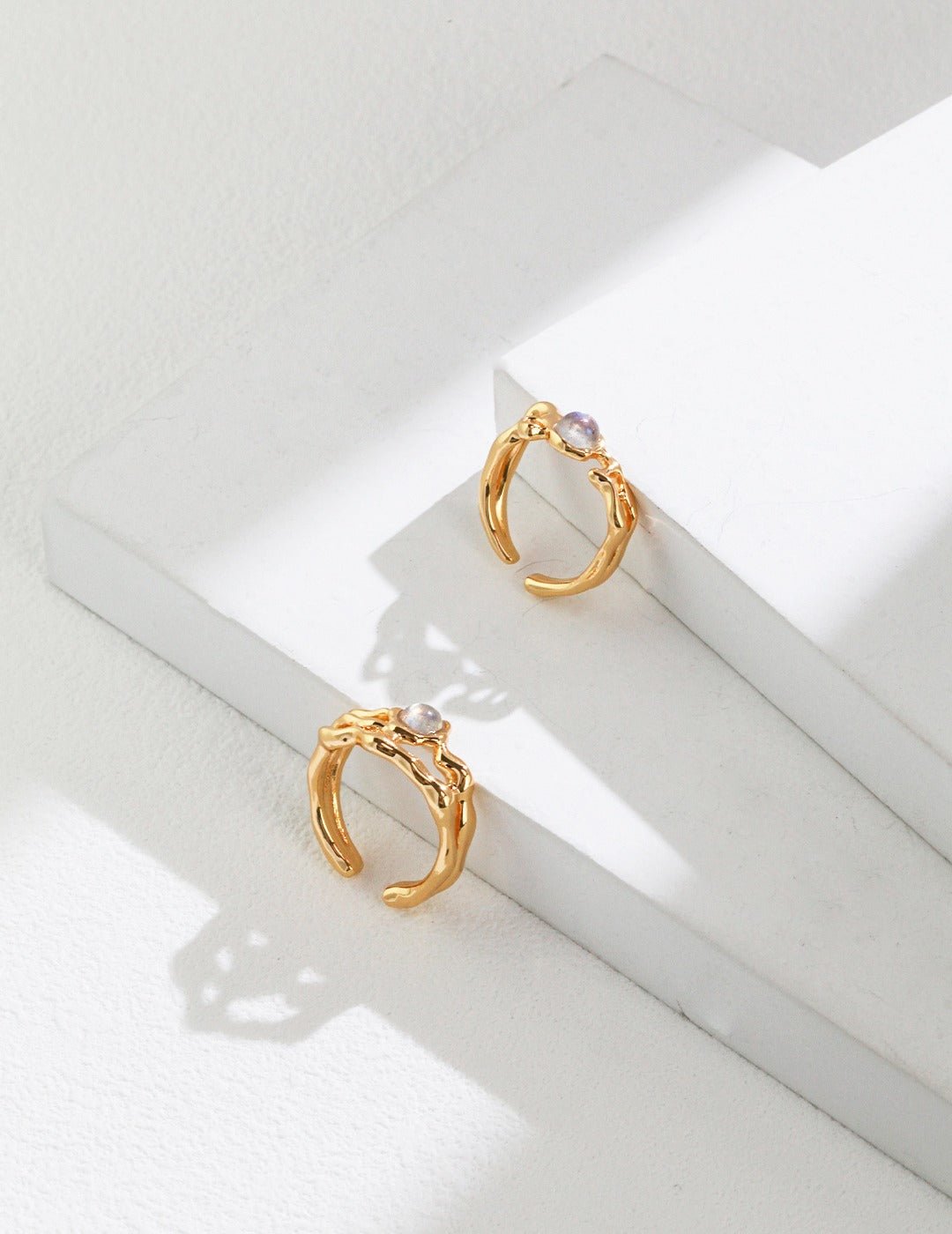 Moonstone Rings with Gold - Plated Silver Design by ronny