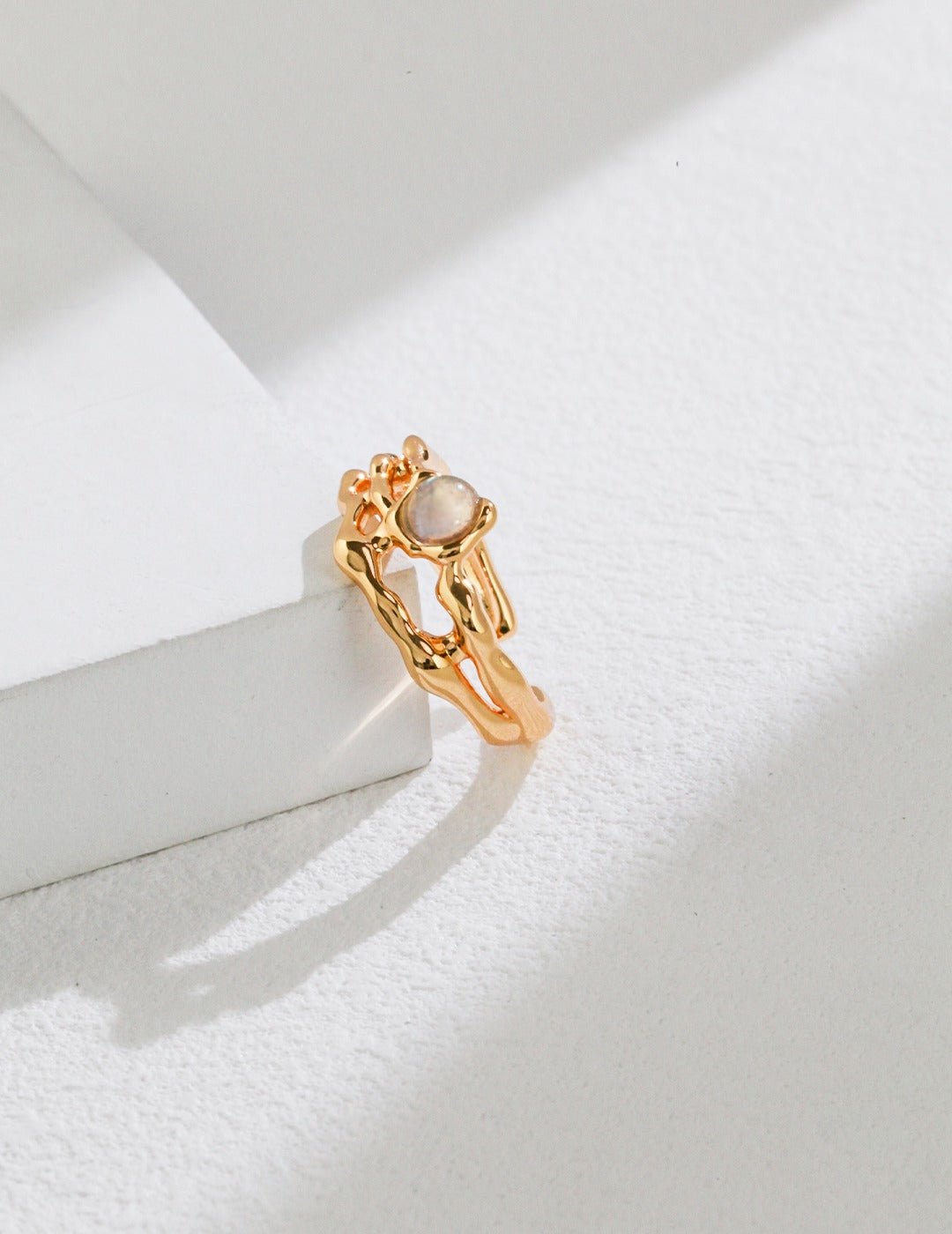 Moonstone Ring with Gold - Plated Silver by ronny